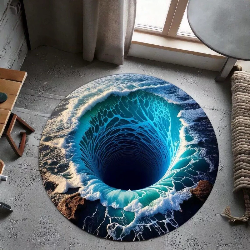 3D Vision Three-dimensional Round Home Floor Mat Trap Rug