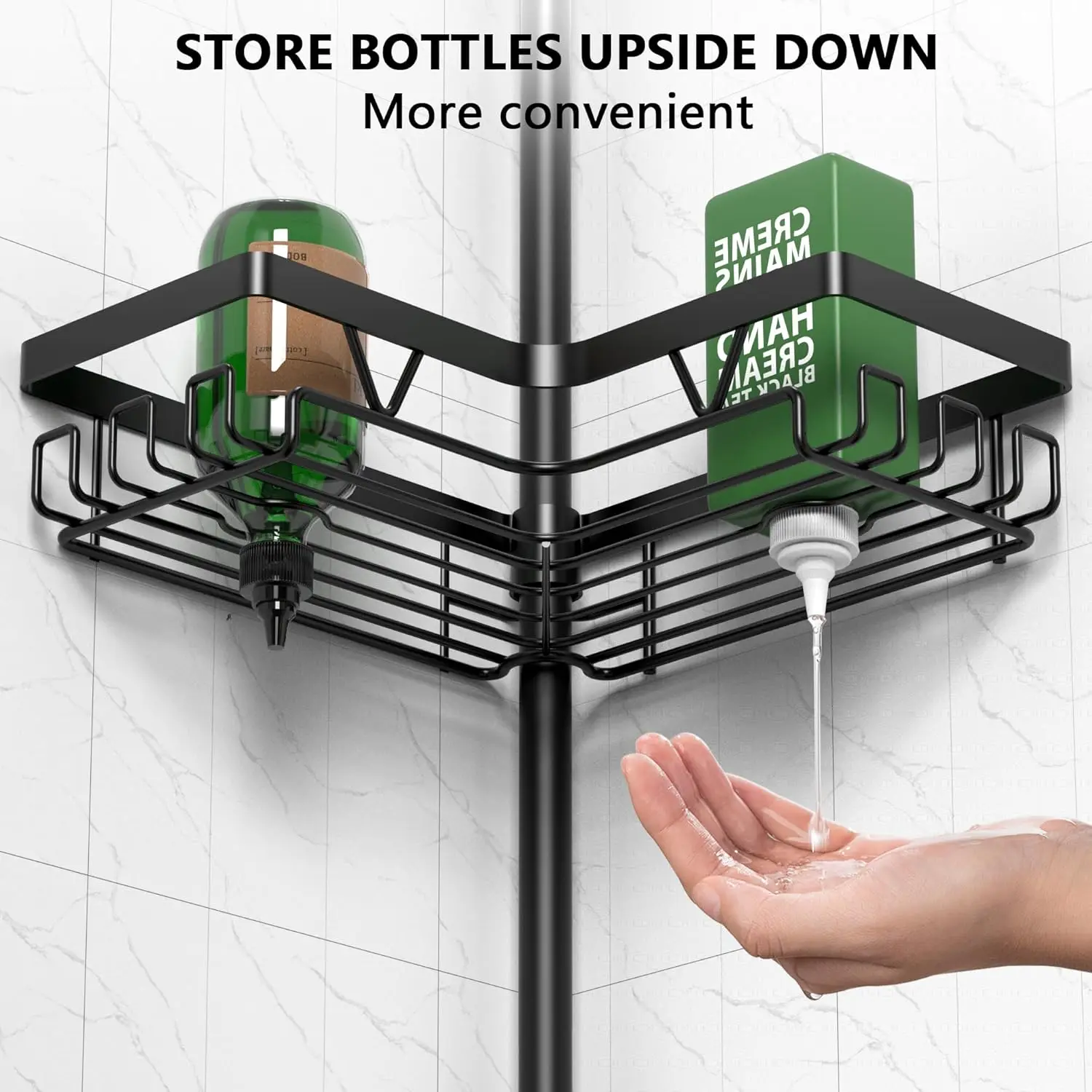 4-Tier Stainless Steel Adjustable Shower Caddy Tension Pole for Bathroom Organization