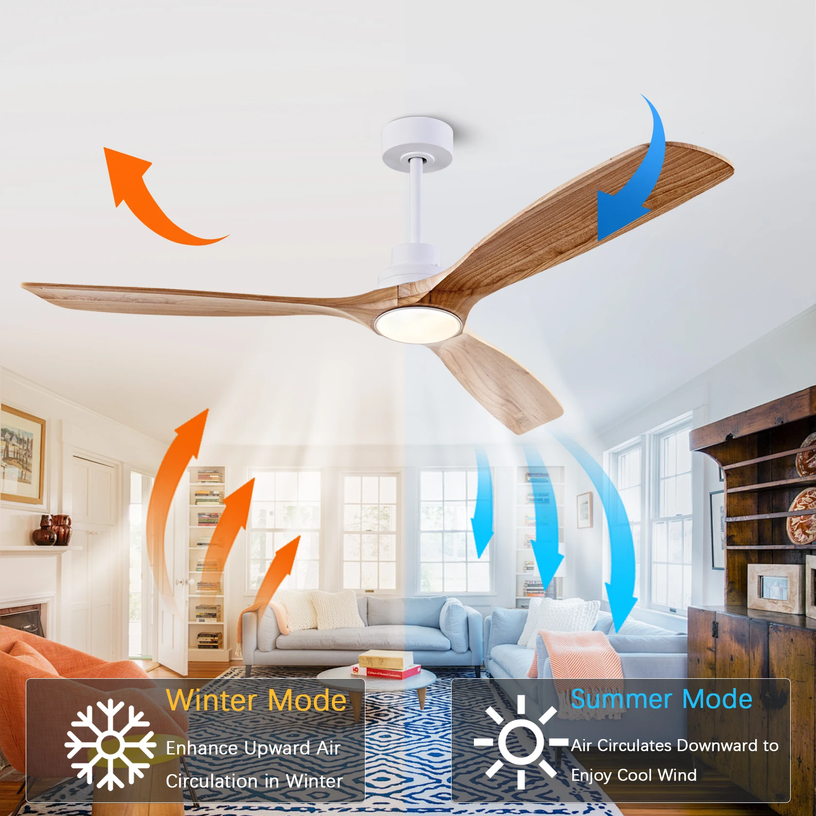 42 52 60 Inch Natural Wood Ceiling Fan with Lights Remote Control 42 52 60 Inch Natural Wood Ceiling Fan with Lights Remote Control