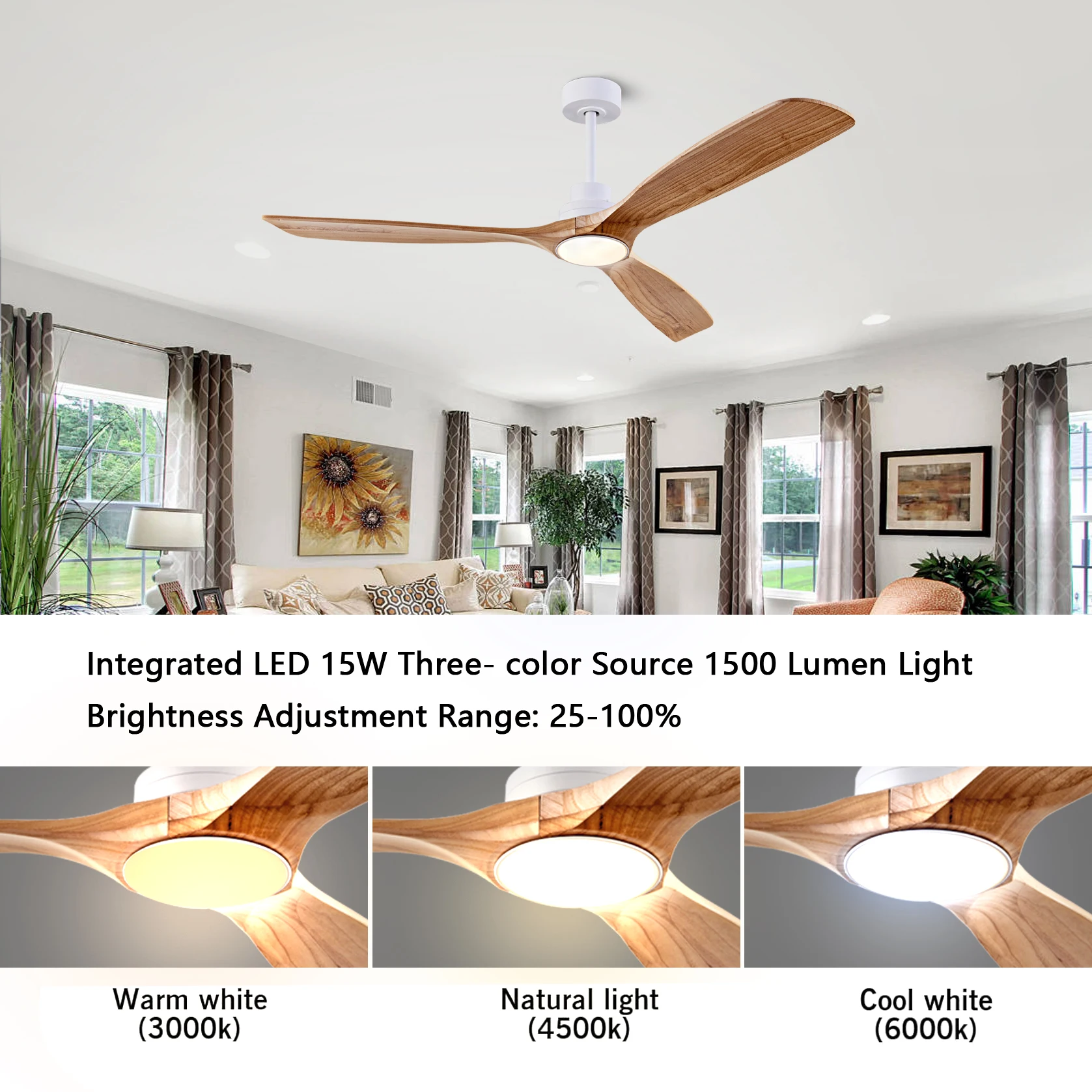 42 52 60 Inch Natural Wood Ceiling Fan with Lights Remote Control 42 52 60 Inch Natural Wood Ceiling Fan with Lights Remote Control