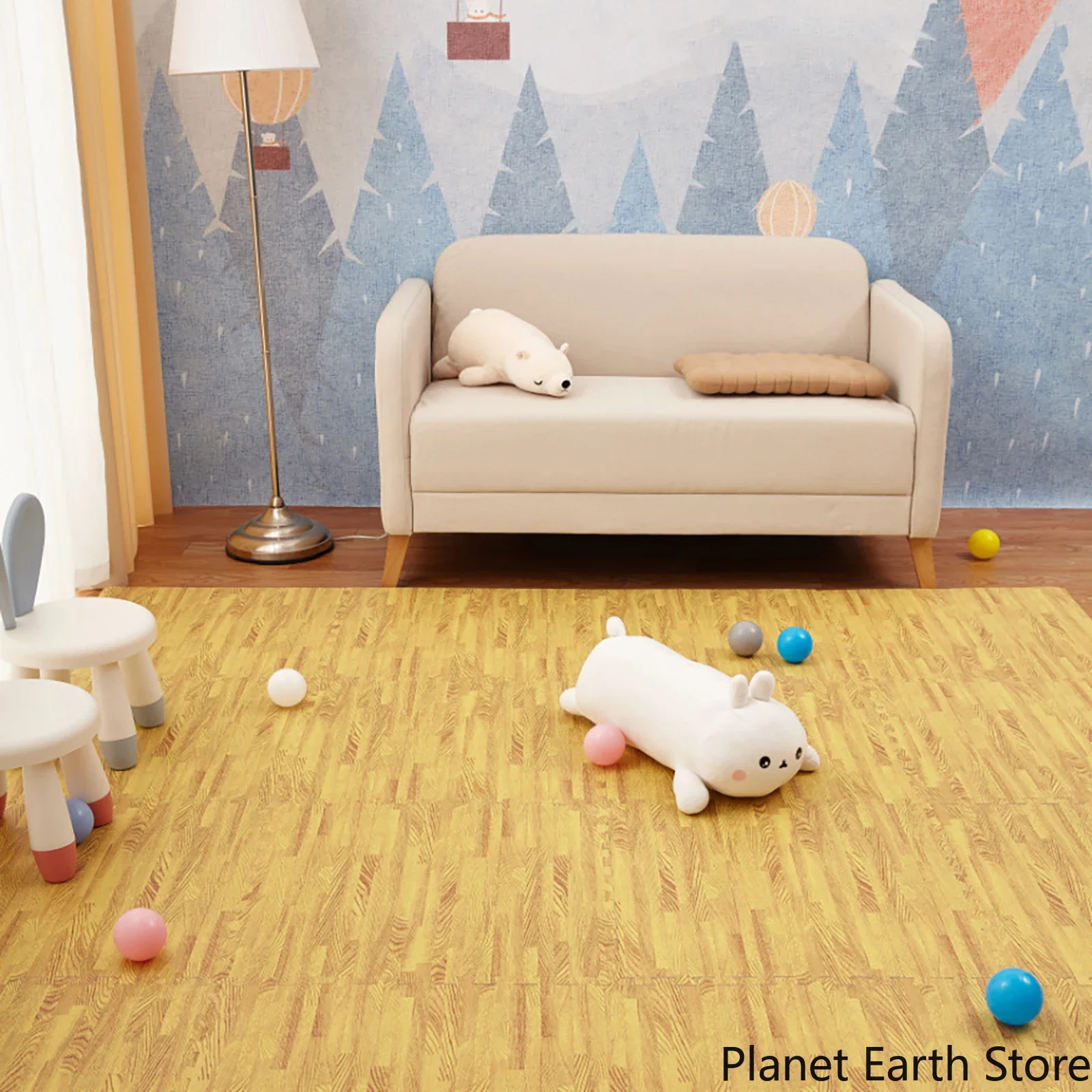 4/8/16/20Pcs Wood Grain Puzzle Mat