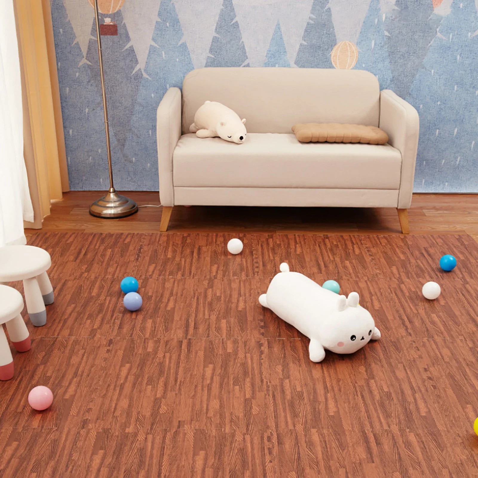 4/8/16/20Pcs Wood Grain Puzzle Mat