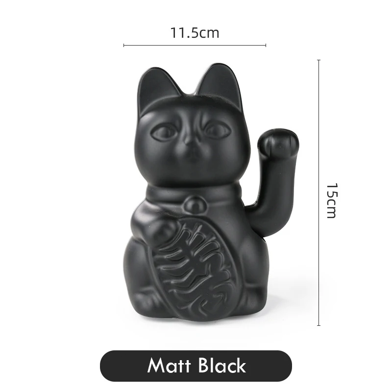 5.9 Inch Ceramic Lucky Cat Waving Arm Maneki Neko Beckoning Cat for Fortune FIGURINES & MINIATURES Color: Matt Black 5.9 Inch Ceramic Lucky Cat Waving Arm Maneki Neko Beckoning Cat for Fortune FIGURINES & MINIATURES Color: Matt Black