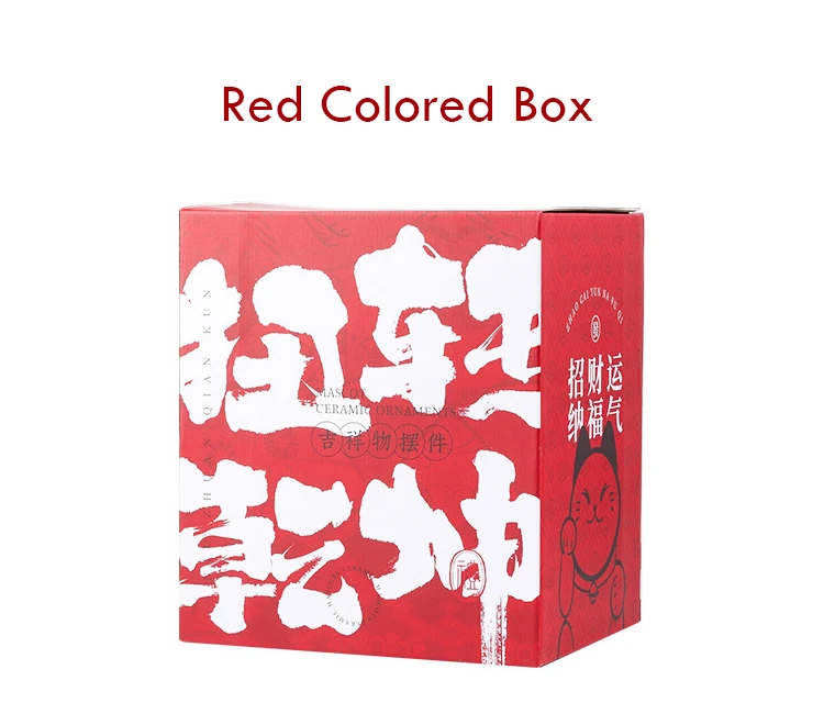 5.9 Inch Ceramic Lucky Cat Waving Arm Maneki Neko Beckoning Cat for Fortune