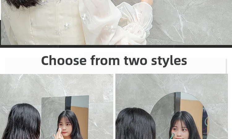 Acrylic Full Body Mirror Wall Sticker Self Adhesive Makeup Dressing Decorative Mirror for Bedroom Dormitory Nordic Style