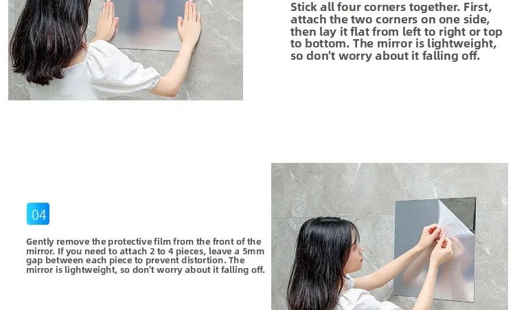 Acrylic Full Body Mirror Wall Sticker Self Adhesive Makeup Dressing Decorative Mirror for Bedroom Dormitory Nordic Style