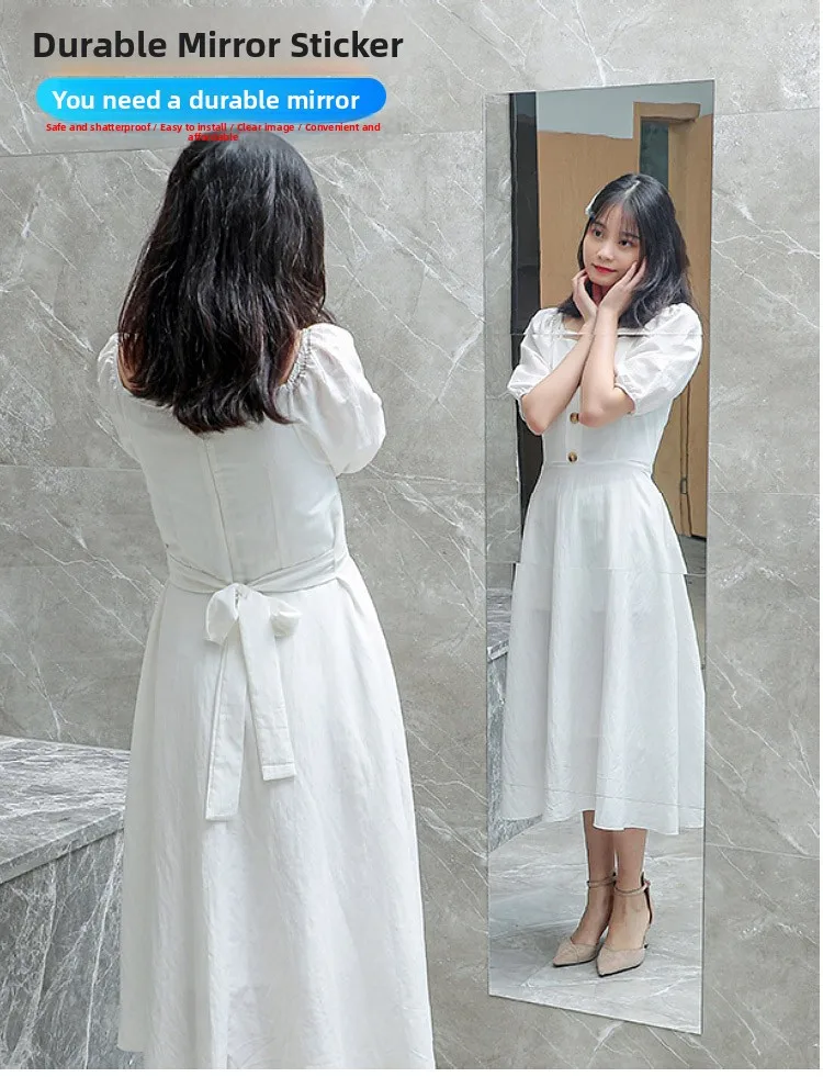 Acrylic Full Body Mirror Wall Sticker Self Adhesive Makeup Dressing Decorative Mirror for Bedroom Dormitory Nordic Style