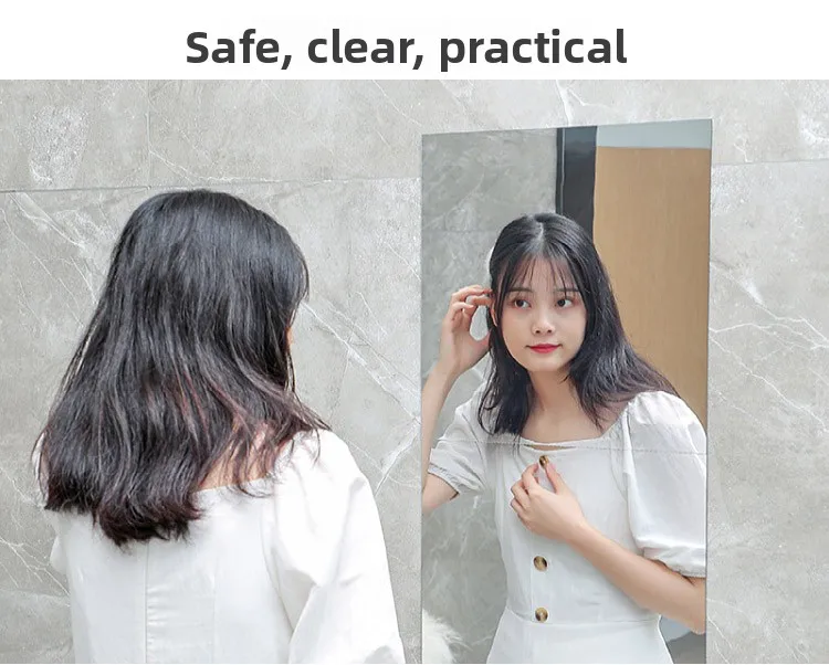 Acrylic Full Body Mirror Wall Sticker Self Adhesive Makeup Dressing Decorative Mirror for Bedroom Dormitory Nordic Style