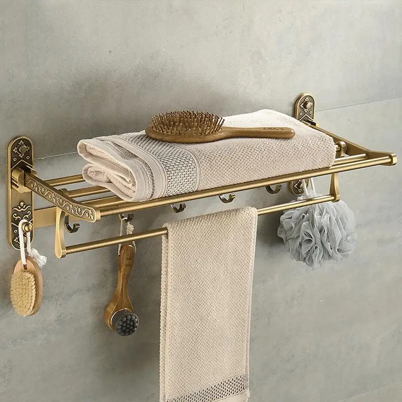 Aluminum Foldable Antique Brass Bath Towel Rack BATHROOM SHELVES Aluminum Foldable Antique Brass Bath Towel Rack BATHROOM SHELVES