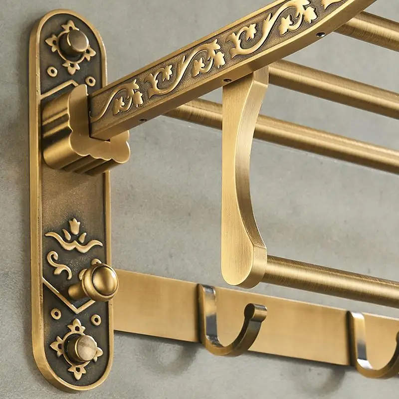 Aluminum Foldable Antique Brass Bath Towel Rack BATHROOM SHELVES Aluminum Foldable Antique Brass Bath Towel Rack BATHROOM SHELVES