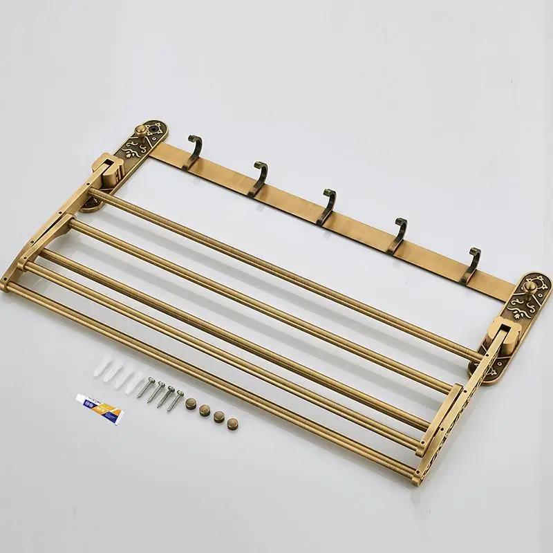 Aluminum Foldable Antique Brass Bath Towel Rack BATHROOM SHELVES Aluminum Foldable Antique Brass Bath Towel Rack BATHROOM SHELVES