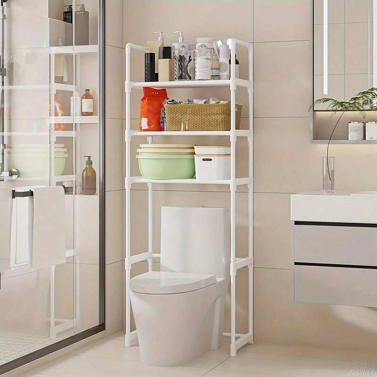 Bathroom Storage Rack Over The Toilet Shelf
