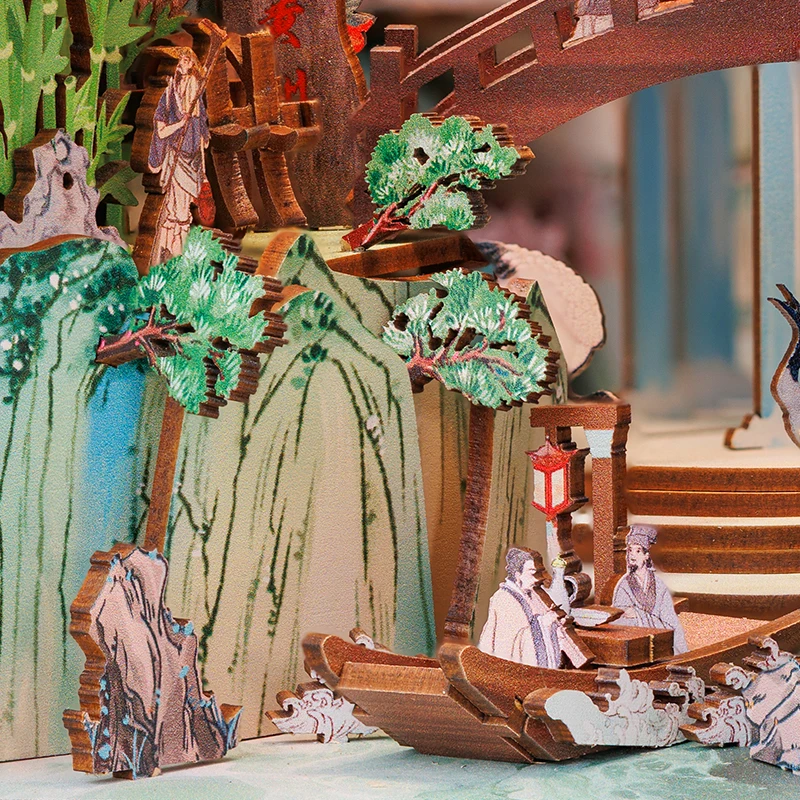 CUTEBEE Antiquity Book Nook Chinese Style Doll House Kit with Touch Light CUTEBEE Antiquity Book Nook Chinese Style Doll House Kit with Touch Light