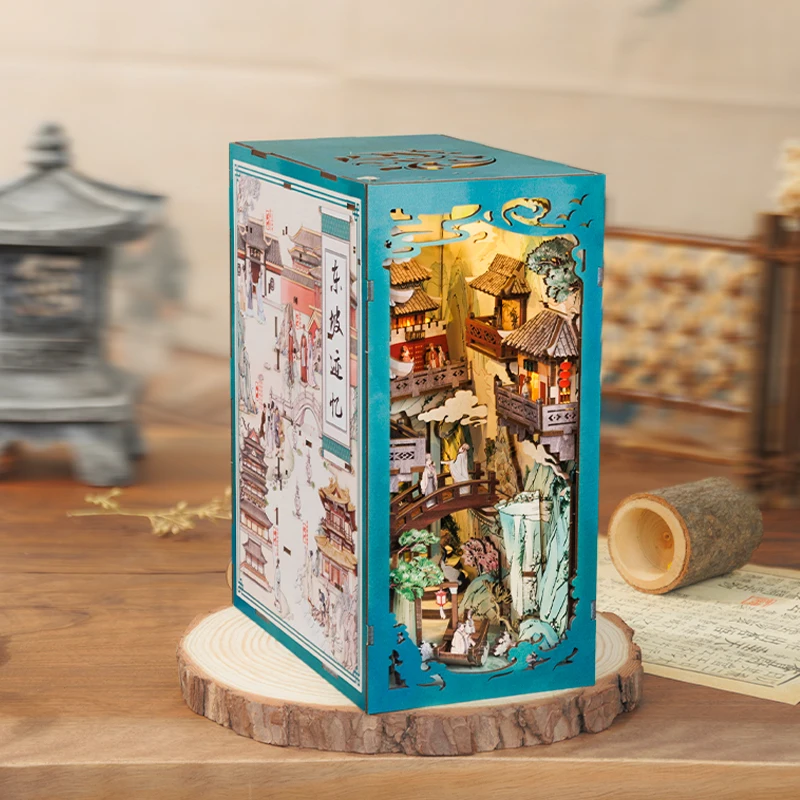 CUTEBEE Antiquity Book Nook Chinese Style Doll House Kit with Touch Light CUTEBEE Antiquity Book Nook Chinese Style Doll House Kit with Touch Light