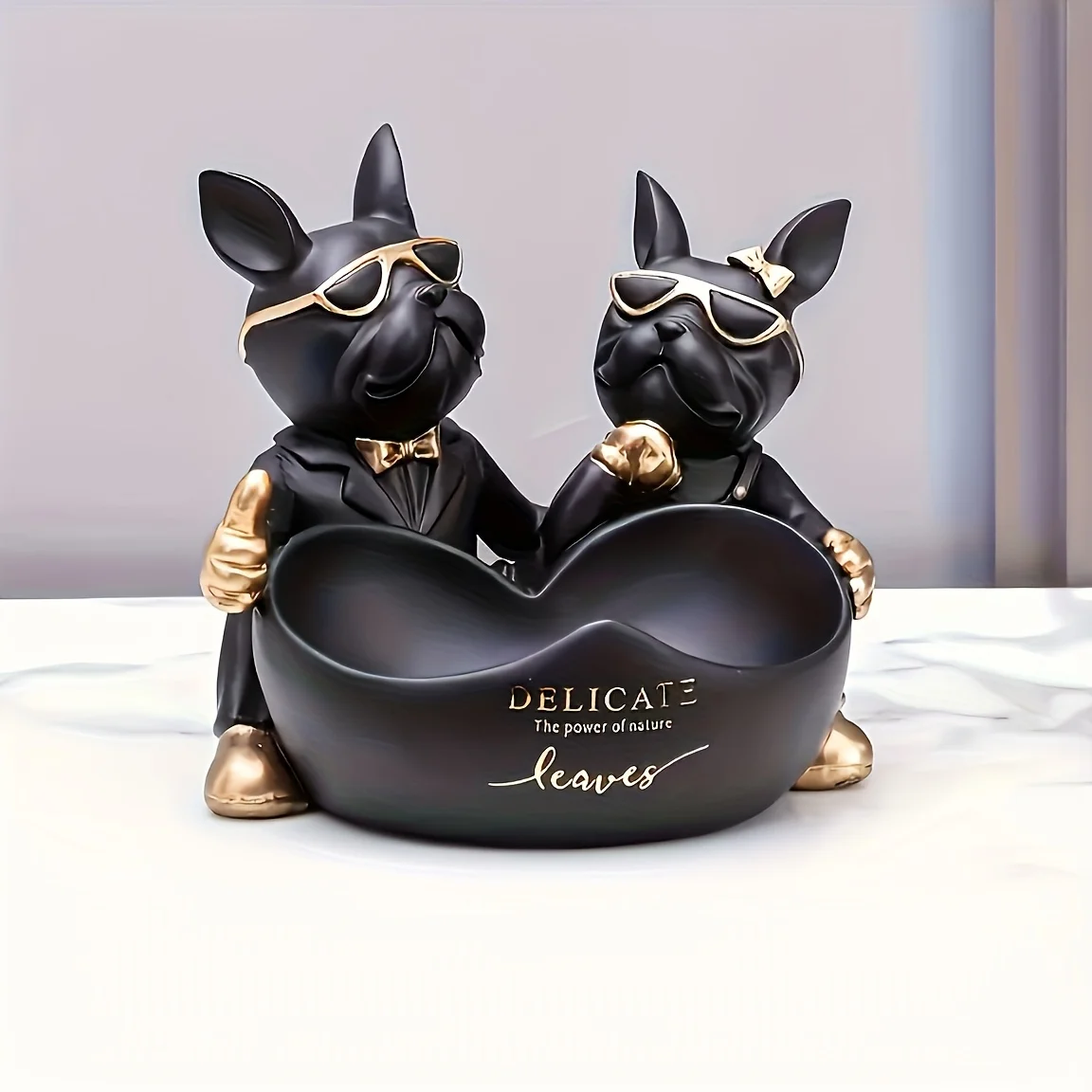 Candy Bowl Bulldog Decor Heart-shaped Key Holder Bowl Candy Dish