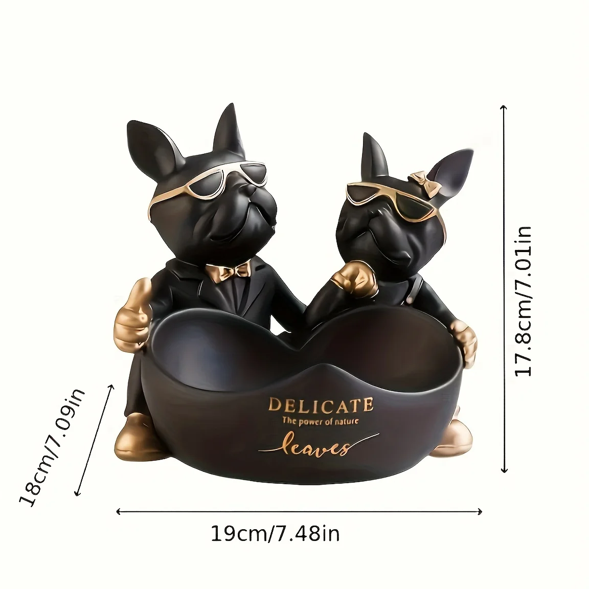 Candy Bowl Bulldog Decor Heart-shaped Key Holder Bowl Candy Dish