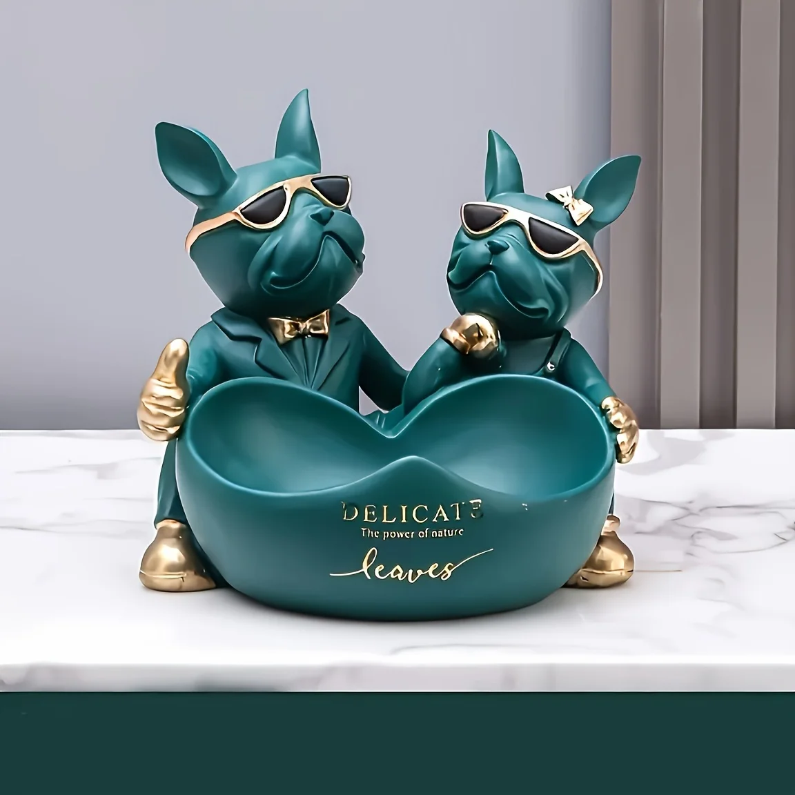 Candy Bowl Bulldog Decor Heart-shaped Key Holder Bowl Candy Dish