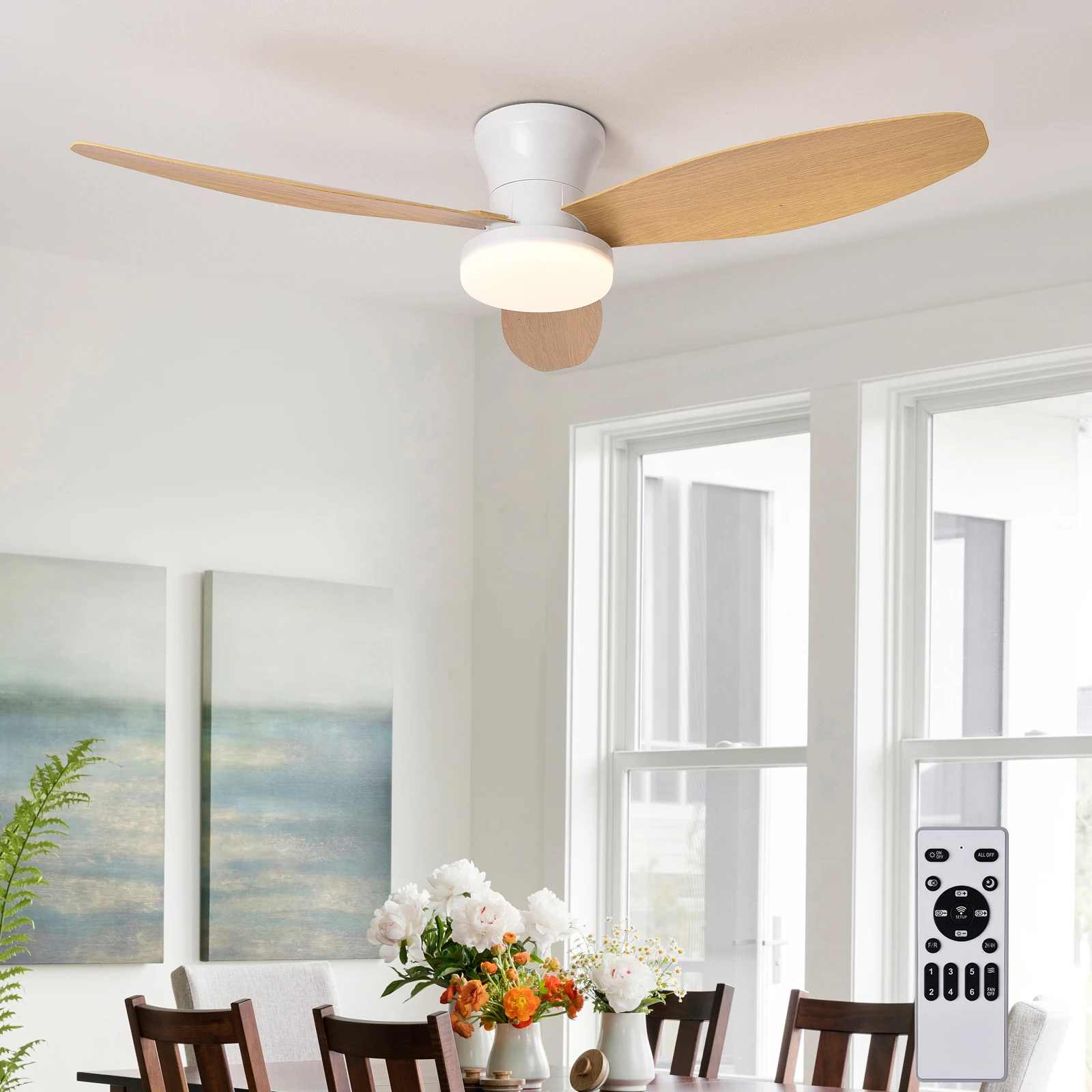 Ceiling Fan with Light 3 Colors