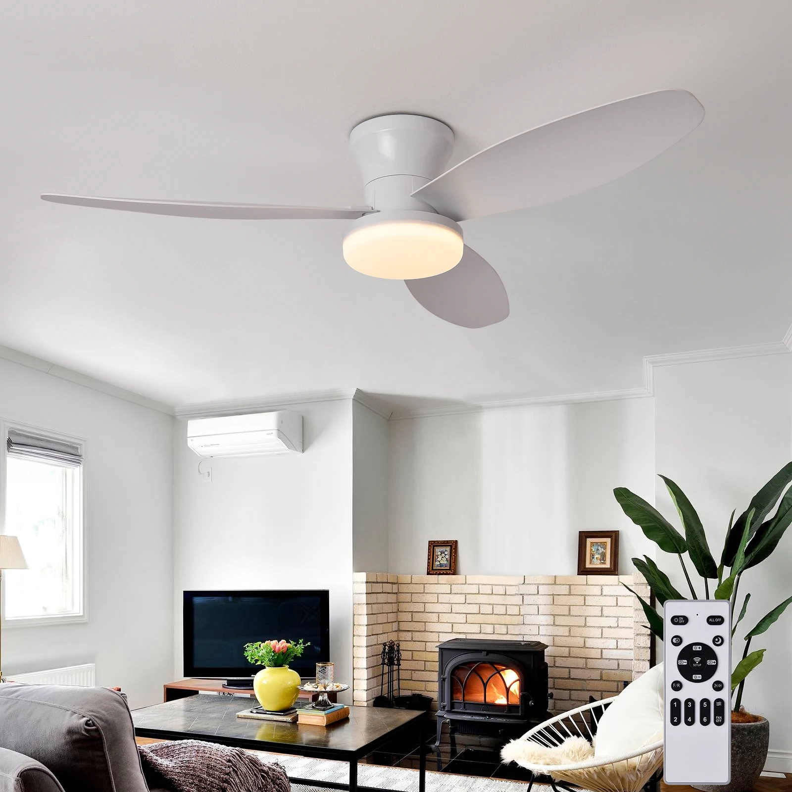 Ceiling Fan with Light 3 Colors LIGHTING Blade Color : Pure white|Pure black|Wood color|Peach wood color Ceiling Fan with Light 3 Colors LIGHTING Blade Color : Pure white|Pure black|Wood color|Peach wood color