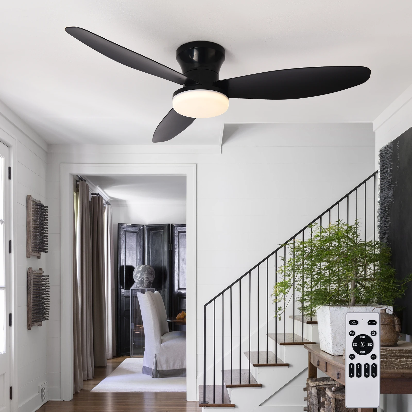 Ceiling Fan with Light 3 Colors LIGHTING Blade Color : Pure white|Pure black|Wood color|Peach wood color Ceiling Fan with Light 3 Colors LIGHTING Blade Color : Pure white|Pure black|Wood color|Peach wood color
