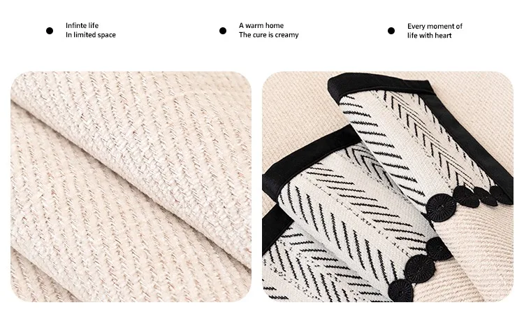 Contrast Hem Twill Chenille Sofa Cover for All Seasons Living Room