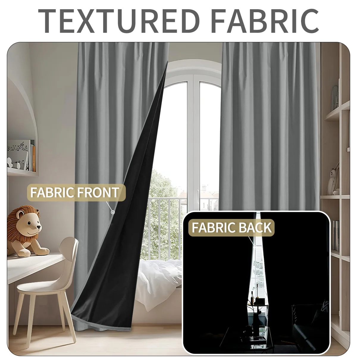 Custom Size 1Pc Hook 100% Blackout Curtains for Living Room Bedroom