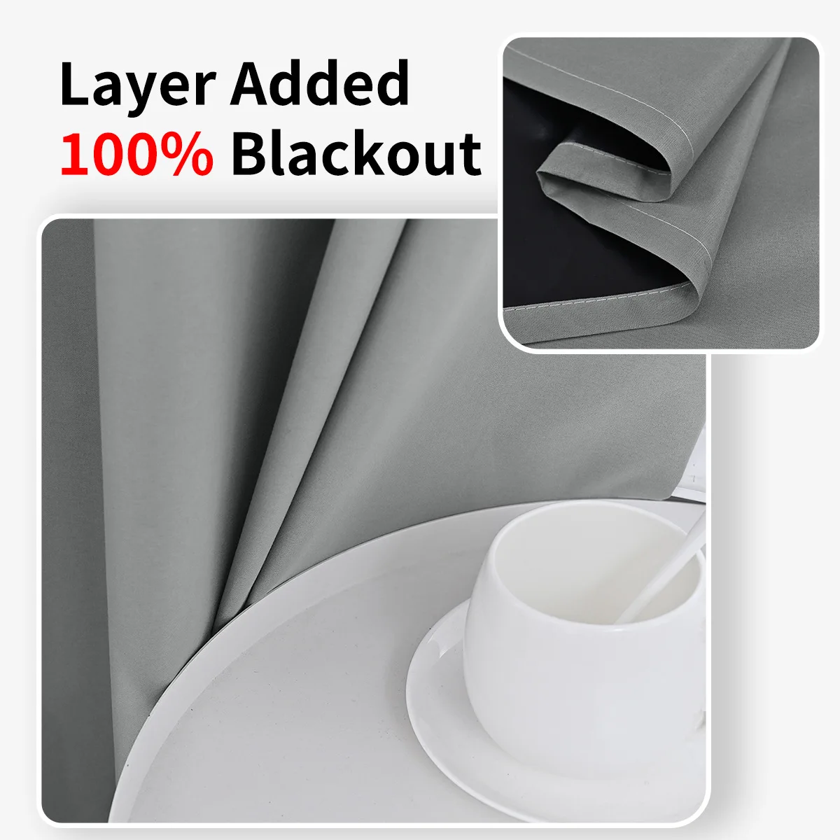 Custom Size 1Pc Hook 100% Blackout Curtains for Living Room Bedroom