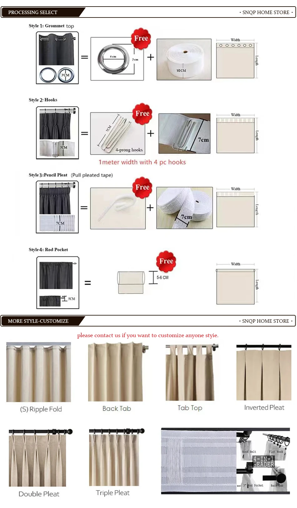 Custom Size 1Pc Hook 100% Blackout Curtains for Living Room Bedroom Custom Size 1Pc Hook 100% Blackout Curtains for Living Room Bedroom