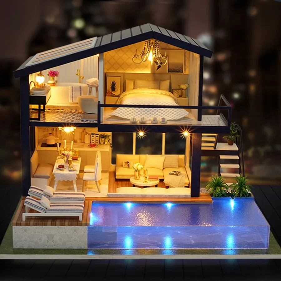 DIY Doll House Miniature Dollhouse With Furnitures FIGURINES & MINIATURES Color : A066-A|A066-B DIY Doll House Miniature Dollhouse With Furnitures FIGURINES & MINIATURES Color : A066-A|A066-B