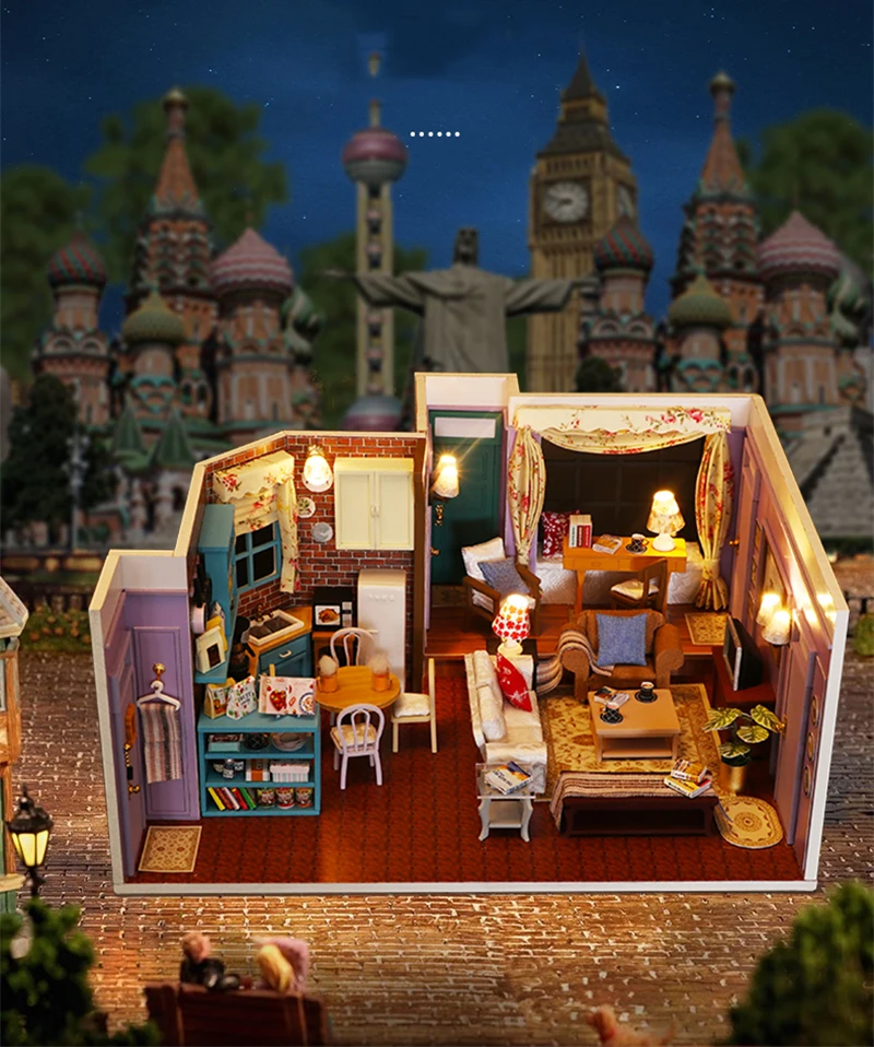 DIY Wooden Monica's Apartment Casa Miniature Building Kits DIY Wooden Monica's Apartment Casa Miniature Building Kits