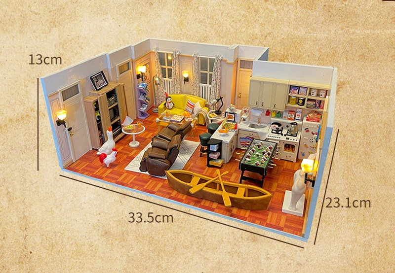 DIY Wooden Monica's Apartment Casa Miniature Building Kits DIY Wooden Monica's Apartment Casa Miniature Building Kits