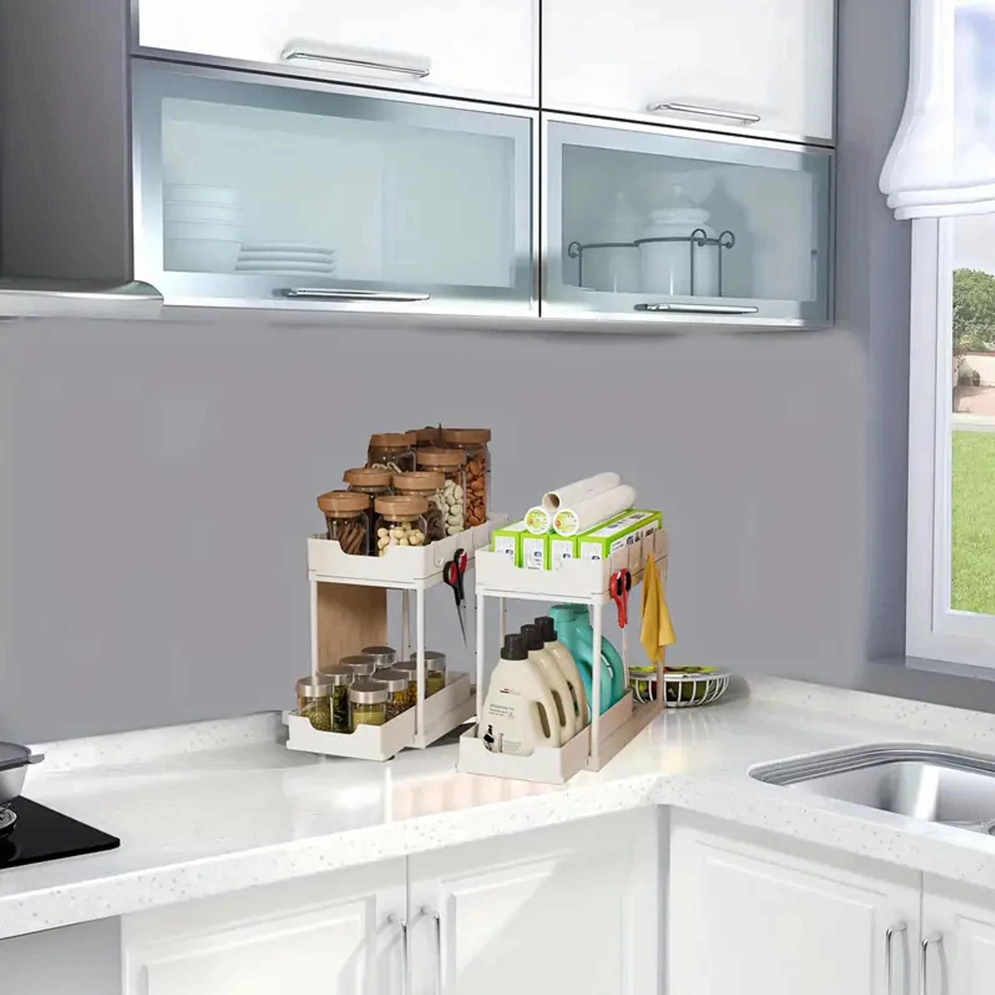 Double-Layer Pull-Out Kitchen Storage Rack