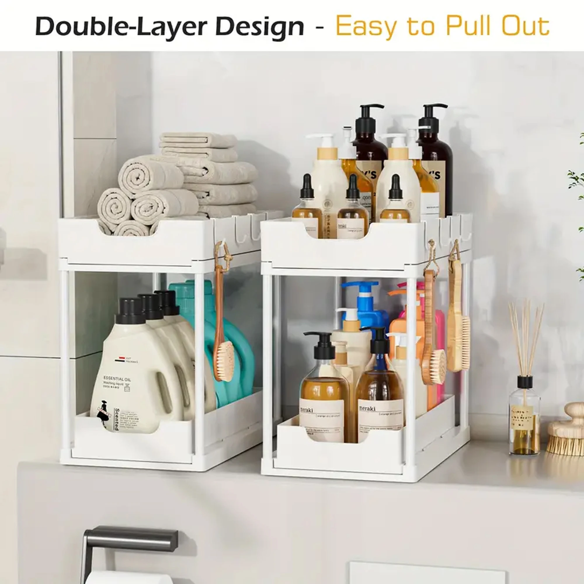 Double-Layer Pull-Out Kitchen Storage Rack