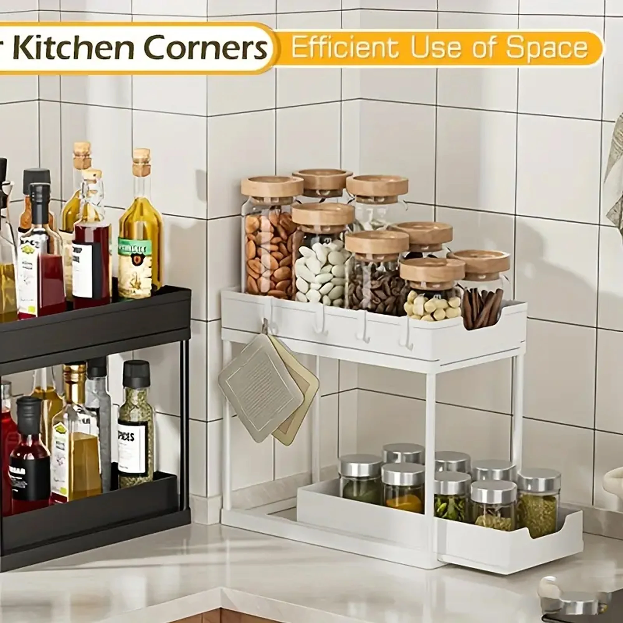 Double-Layer Pull-Out Kitchen Storage Rack