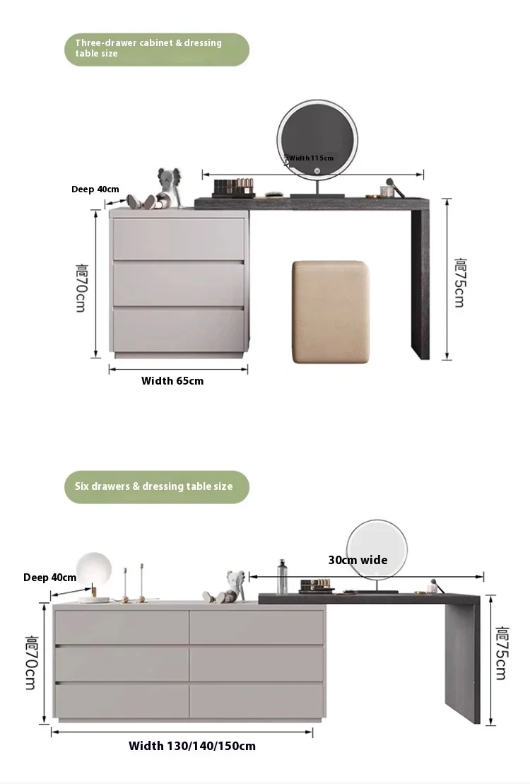 European Wooden Dressing Table Girls Storage Organizer Luxury Dressing Table