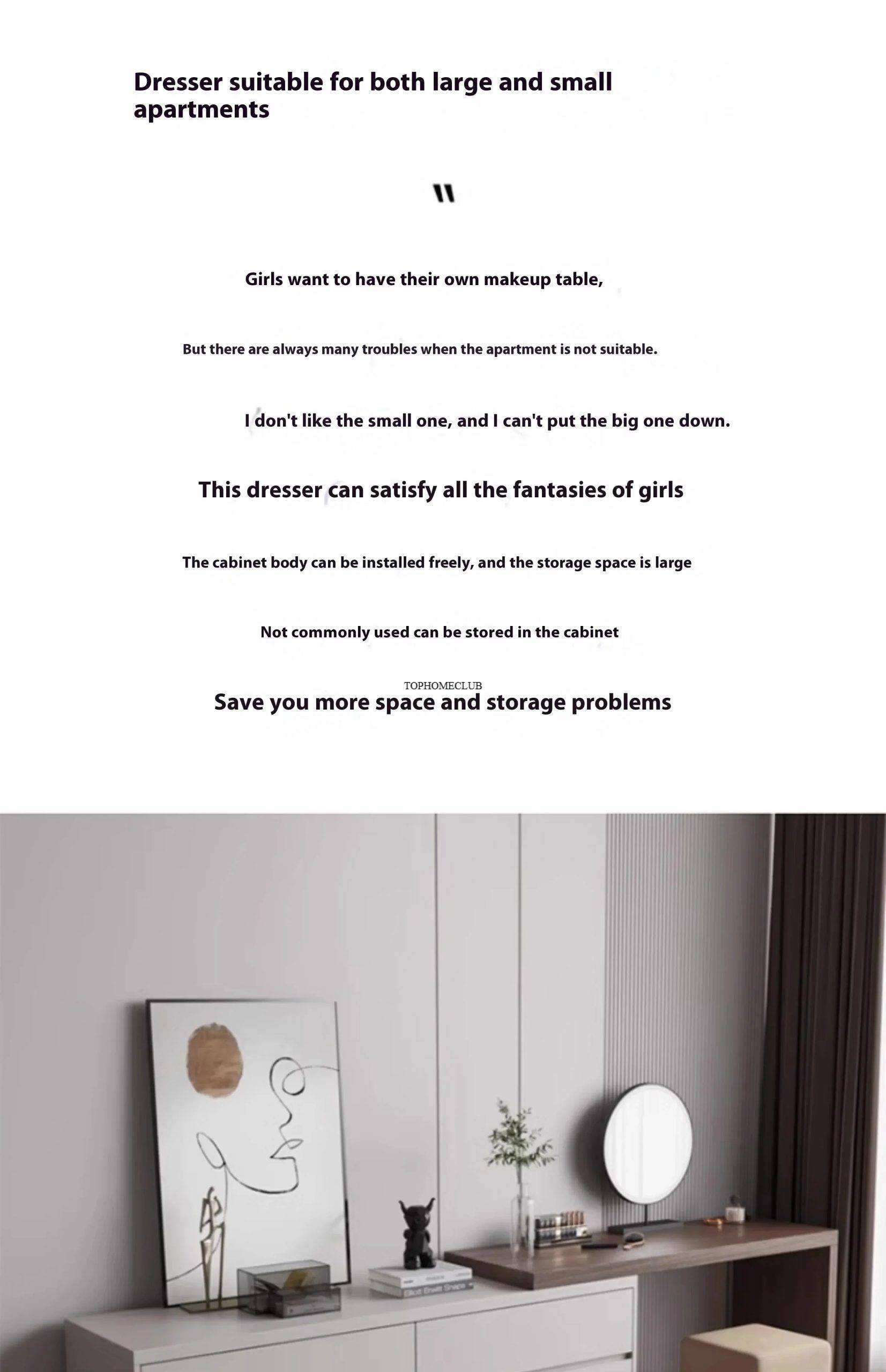 European Wooden Dressing Table Girls Storage Organizer Luxury Dressing Table