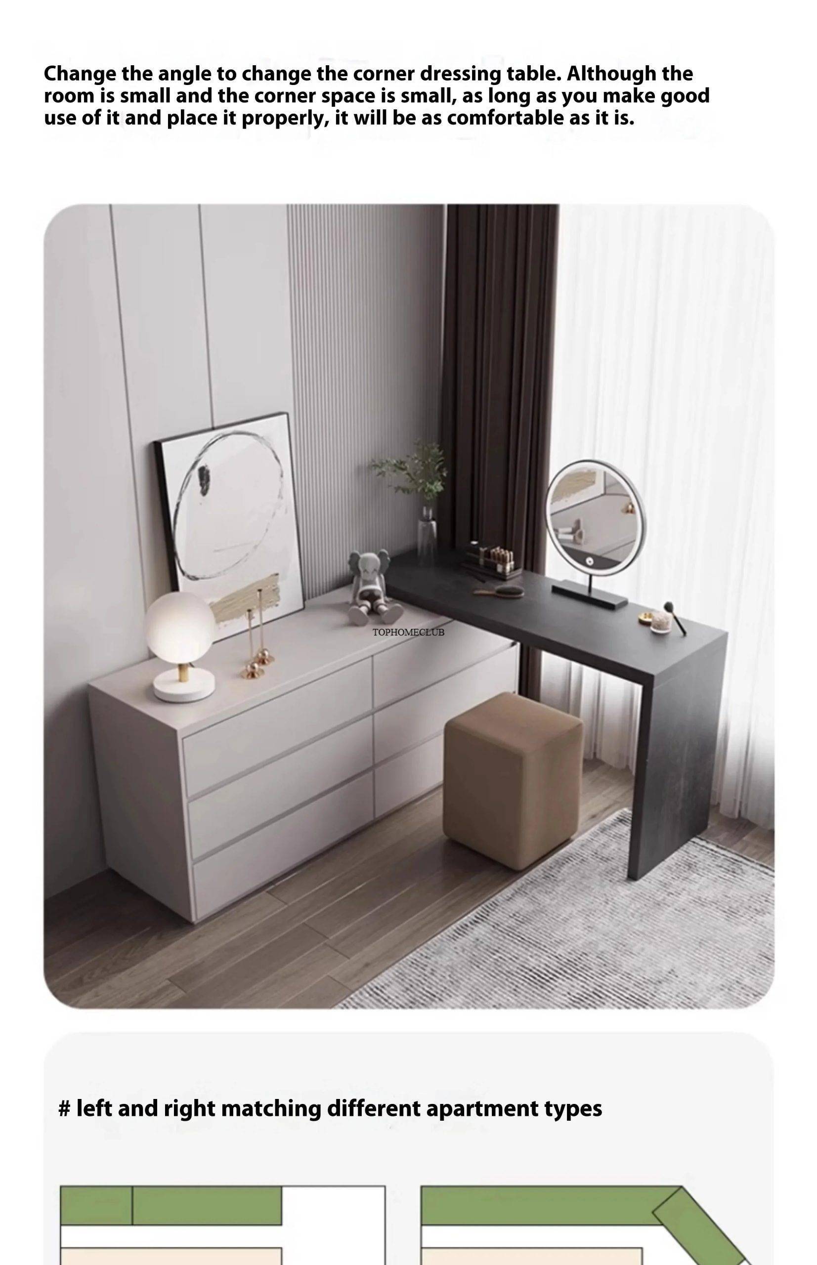 European Wooden Dressing Table Girls Storage Organizer Luxury Dressing Table