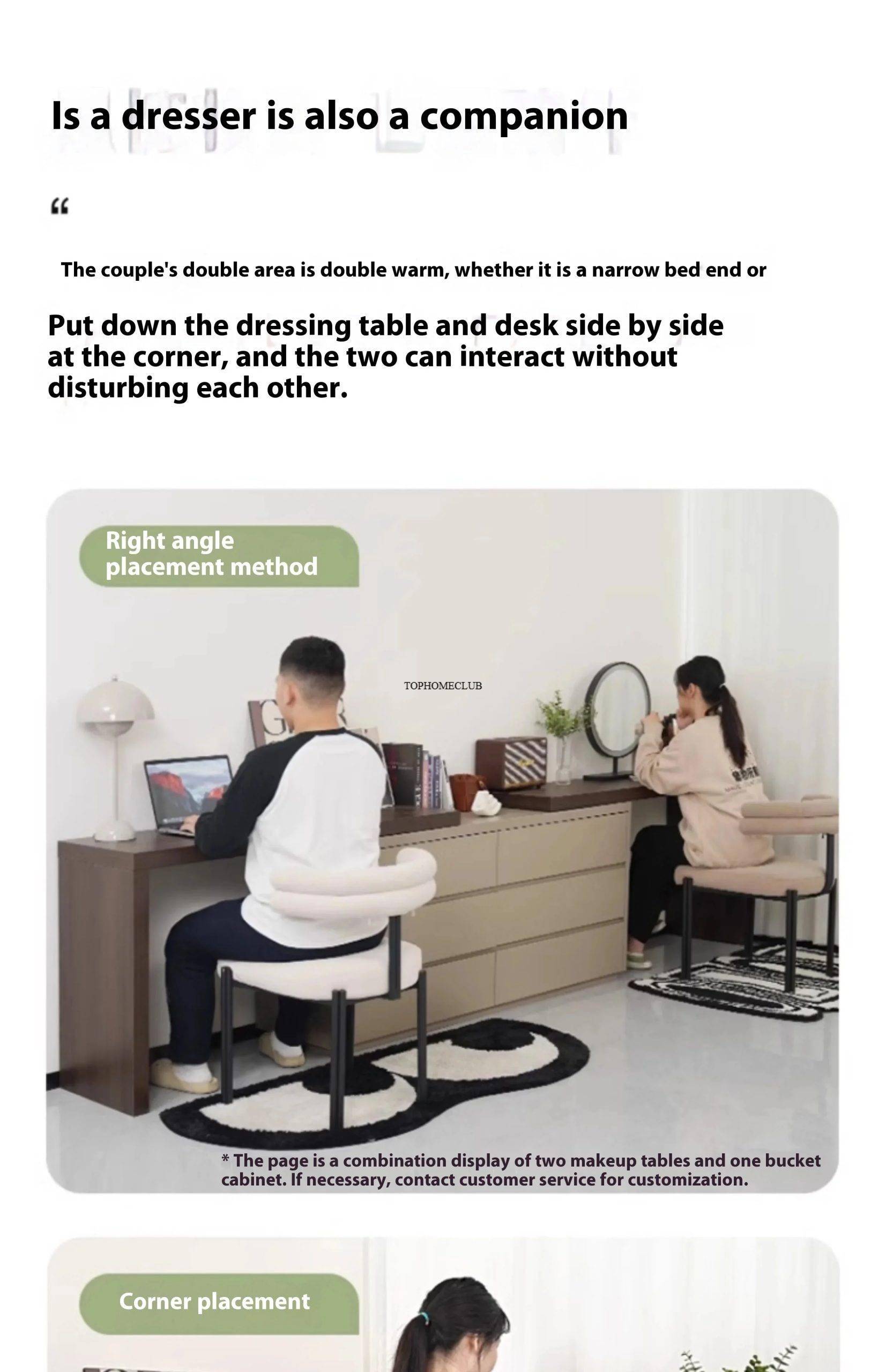 European Wooden Dressing Table Girls Storage Organizer Luxury Dressing Table