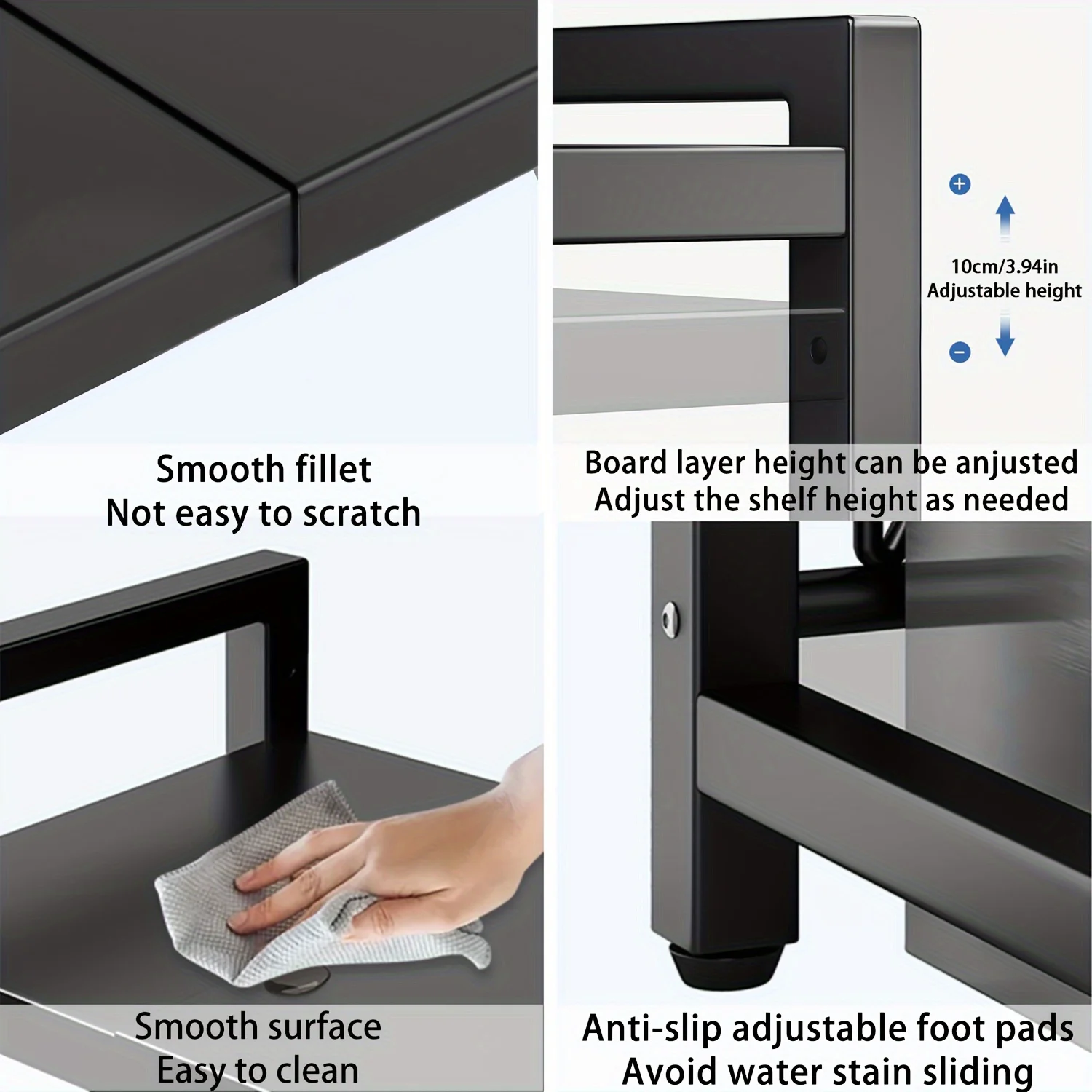 Expandable Microwave Shelf Microwave Holder with 6 Hooks