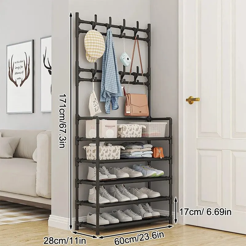 Five Layer Shoe Rack Simple Shoe Rack Integrated Storage Rack BATHROOM SHELVES Color: black color Five Layer Shoe Rack Simple Shoe Rack Integrated Storage Rack BATHROOM SHELVES Color: black color