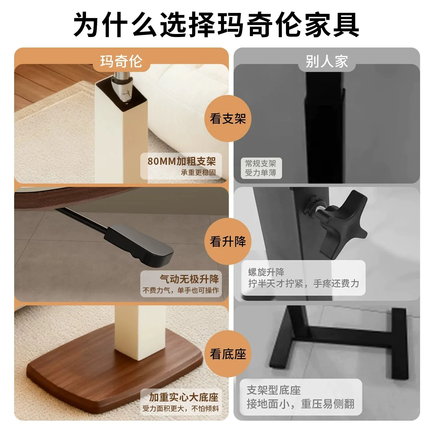 Fixed rotating lift, living room corner sofa coffee table office bedside table mobile air pressure computer table smallsidetable Color : army green|black|Brown|WHITE Fixed rotating lift, living room corner sofa coffee table office bedside table mobile air pressure computer table smallsidetable Color : army green|black|Brown|WHITE