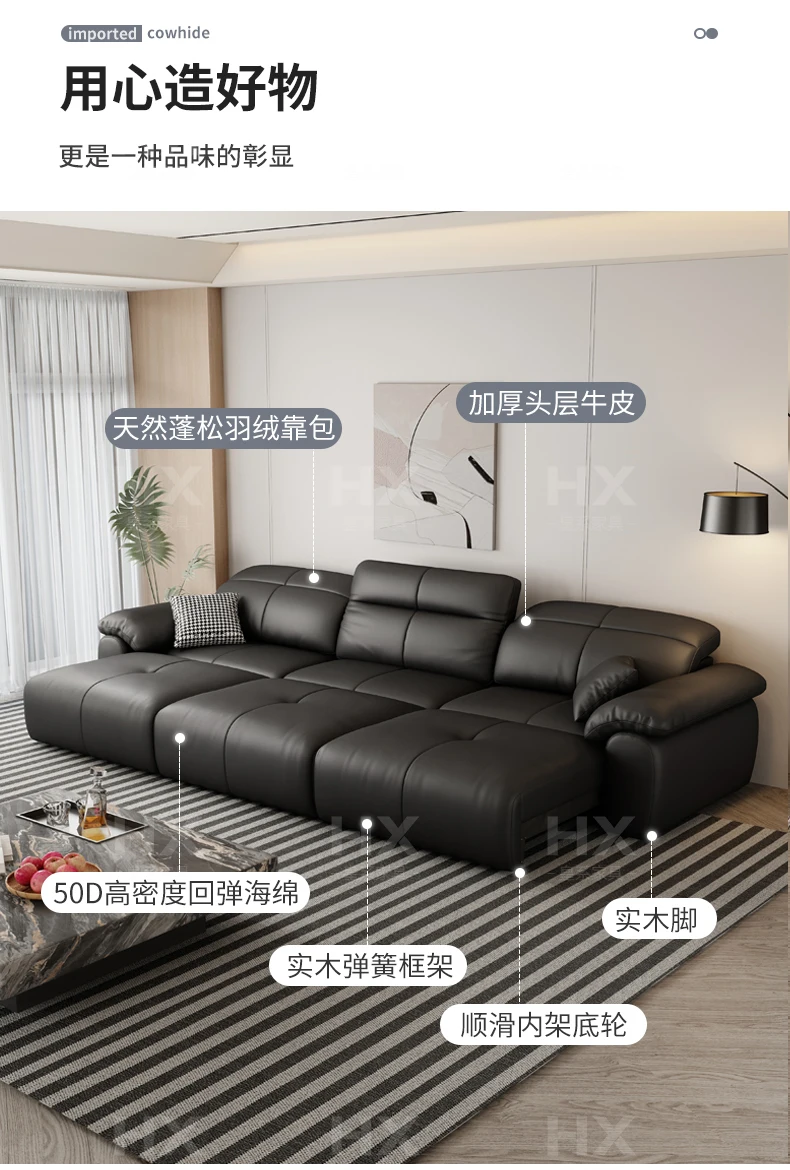 Genuine Leather Black Sofa Recliner