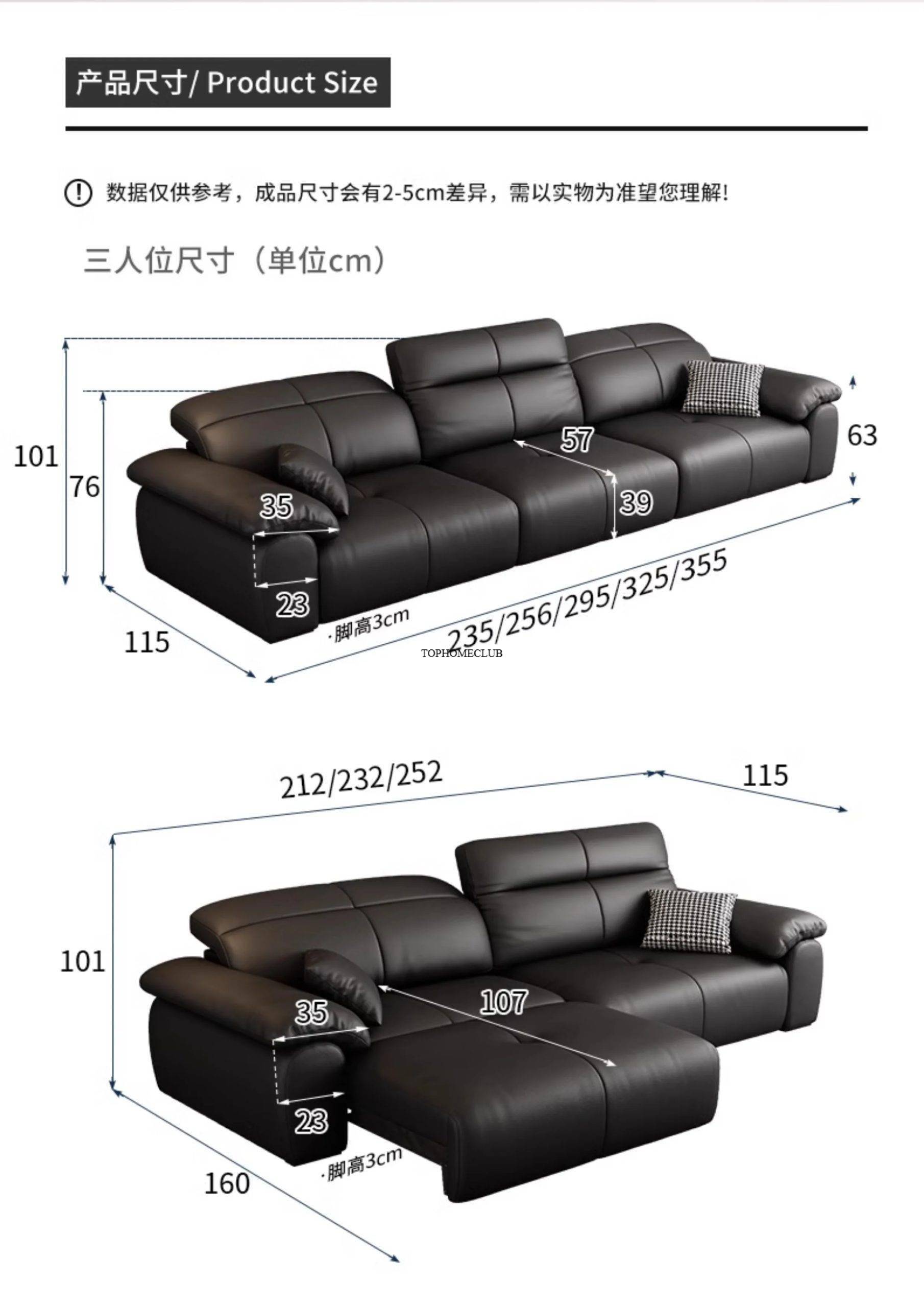Genuine Leather Black Sofa Recliner