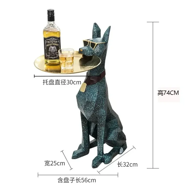Giant Doberman Figure Side Table Large Dog Statue Plate Doberman Sculptures Luxury Living Room Decoration Home Decor Accessoreis
