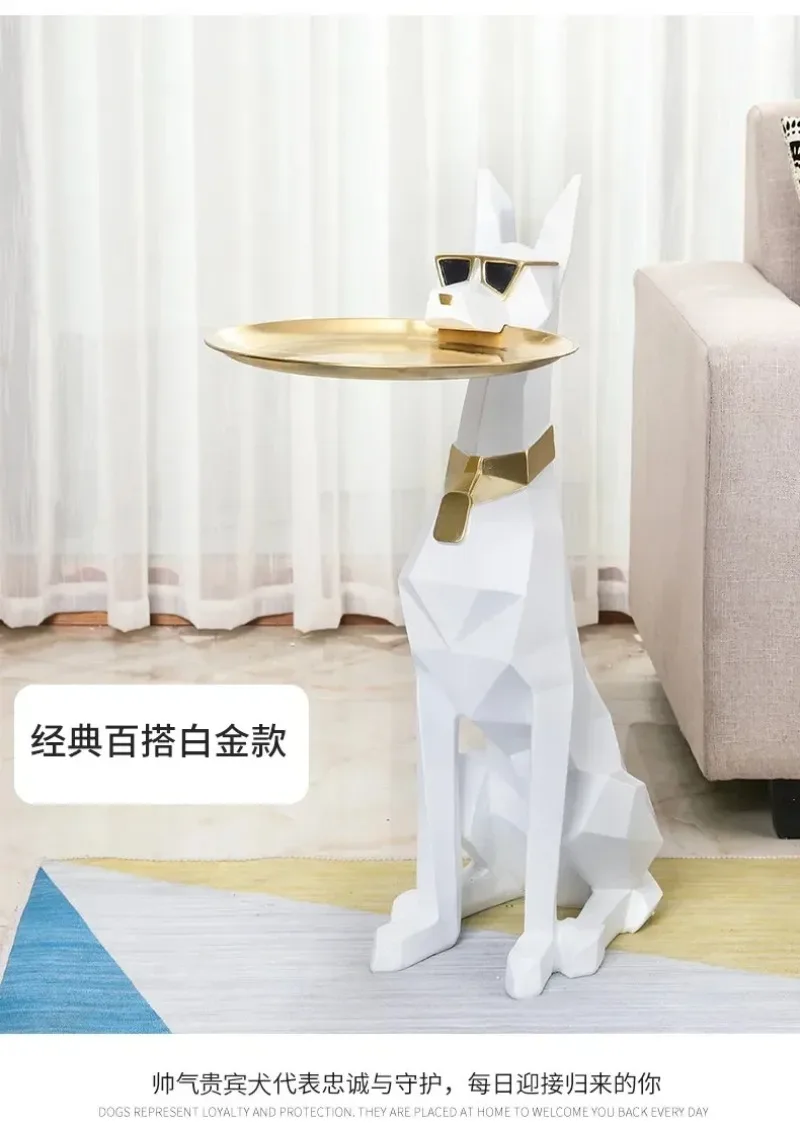 Giant Doberman Figure Side Table Large Dog Statue Plate Doberman Sculptures Luxury Living Room Decoration Home Decor Accessoreis