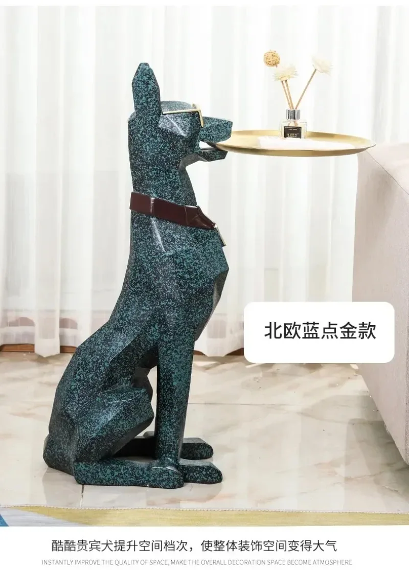 Giant Doberman Figure Side Table Large Dog Statue Plate Doberman Sculptures Luxury Living Room Decoration Home Decor Accessoreis