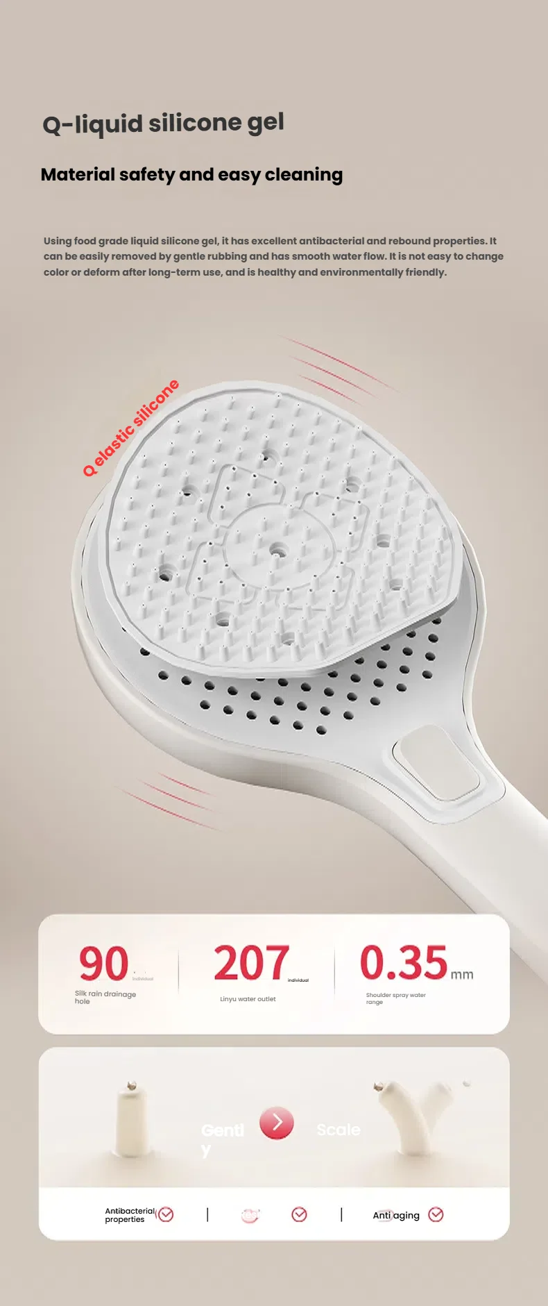 Gun Grey Bathroom Shower System Set Multifunction Shoulder Waist Spouts Split Shower Household Simplicity Pressurized Shower Set