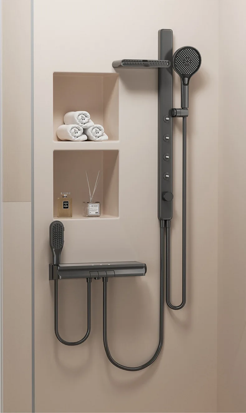 Gun Grey Bathroom Shower System Set Multifunction Shoulder Waist Spouts Split Shower Household Simplicity Pressurized Shower Set