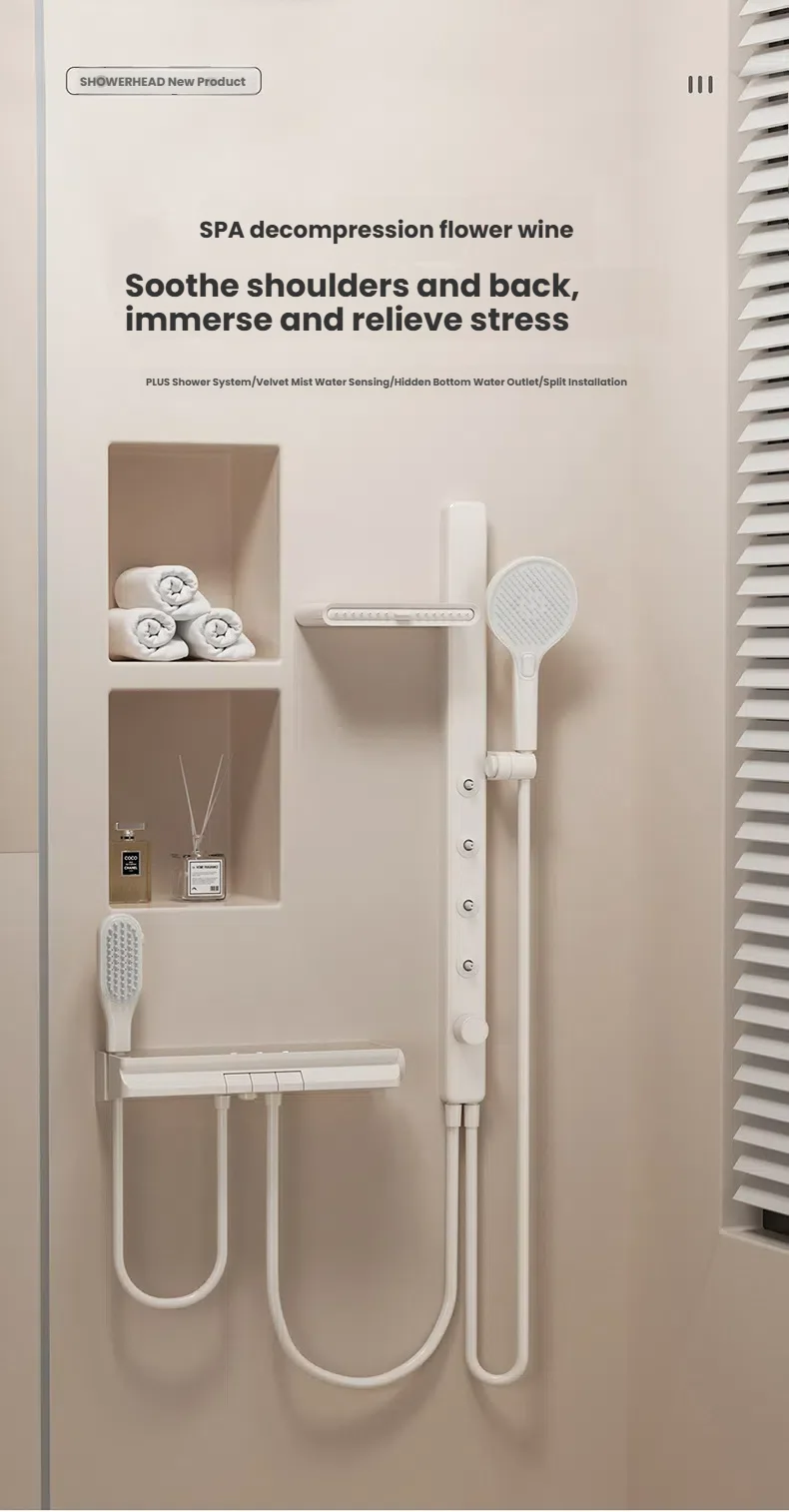 Gun Grey Bathroom Shower System Set Multifunction Shoulder Waist Spouts Split Shower Household Simplicity Pressurized Shower Set