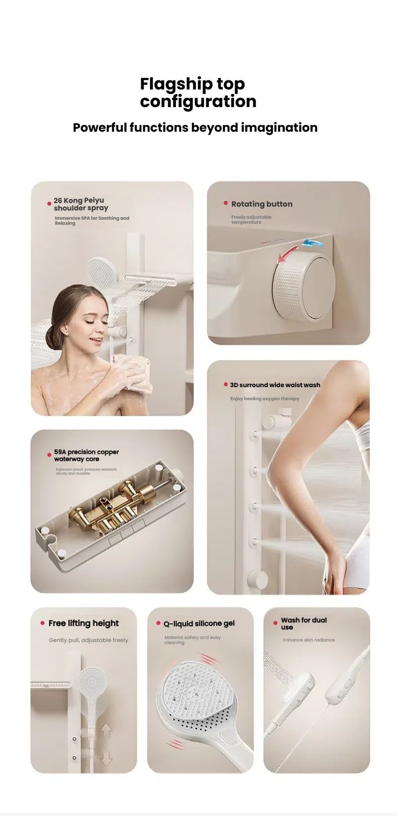 Gun Grey Bathroom Shower System Set Multifunction Shoulder Waist Spouts Split Shower Household Simplicity Pressurized Shower Set